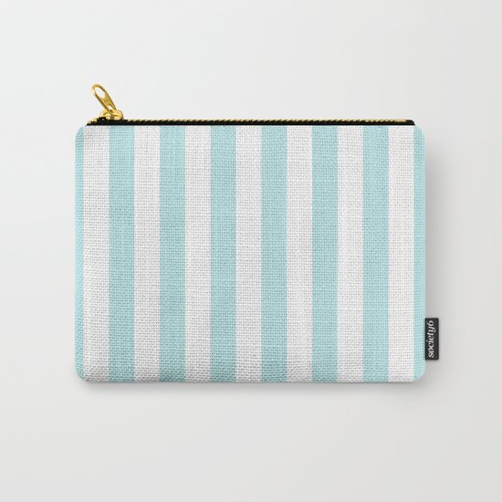 Striped- Turquoise vertikal stripes on white- Maritime Summer Beach Carry-All Pouch