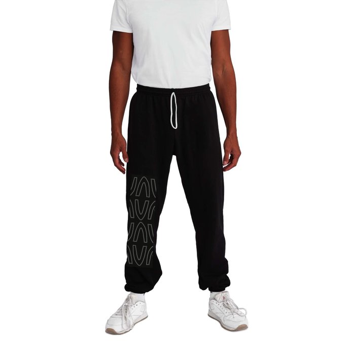Minimal Arches | Hand Drawn Curvature | Black and White Abstract Sweatpants