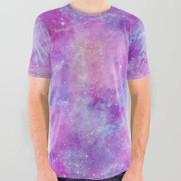 Purple Pink Galaxy Painting All Over Graphic Tee