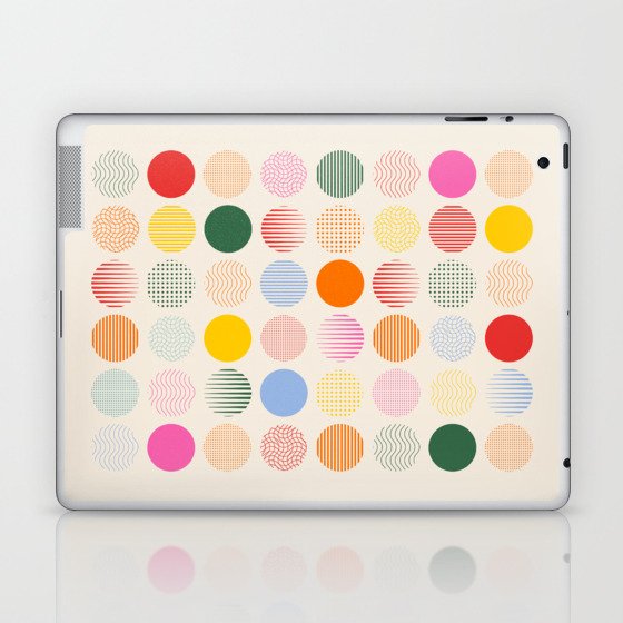 Retro Geometric Circles: Peach Bauhaus Edition Laptop & iPad Skin