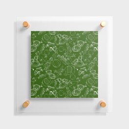 Green and White Toys Outline Pattern Floating Acrylic Print