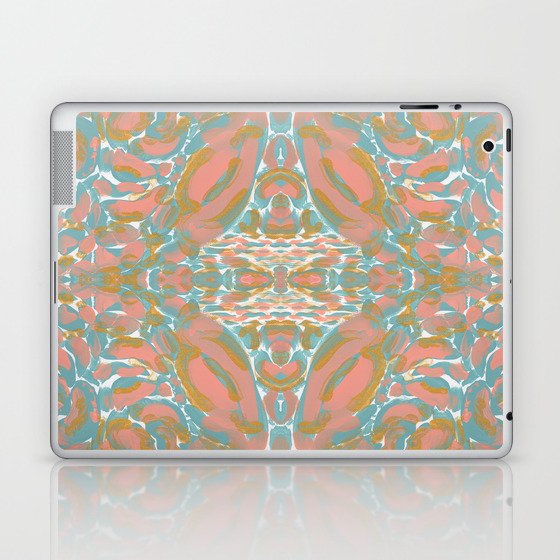 Teal and Gold, Abstract Painting Laptop & iPad Skin