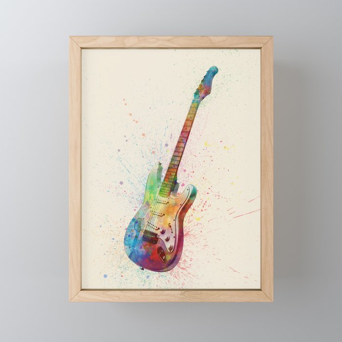 Electric Guitar Abstract Watercolor Framed Mini Art Print By