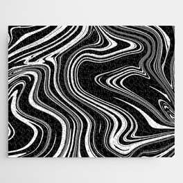 Liquid Swirl Abstract Pattern in Black and White Jigsaw Puzzle