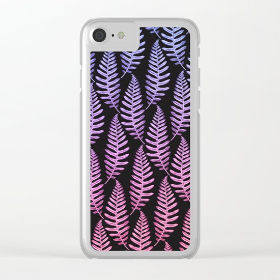 Multi Color Leaves (Black) Clear iPhone Case
