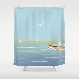 Seascape without sun Shower Curtain
