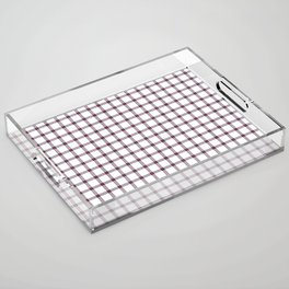 White and Red Farmhouse Style Gingham Check Acrylic Tray