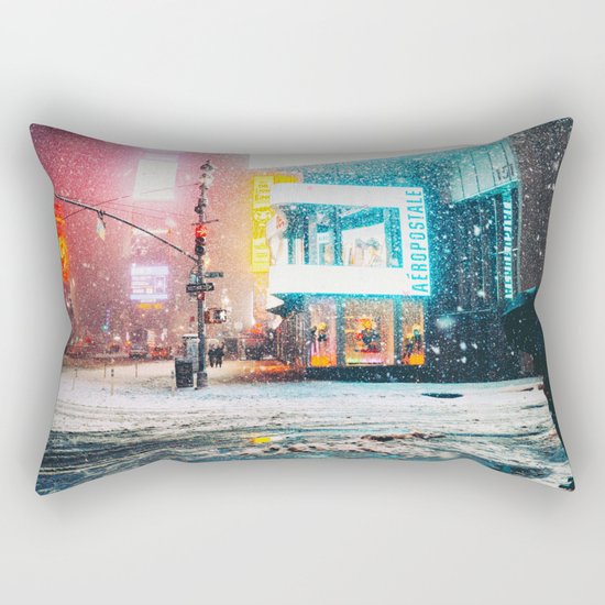 New York City Snow in Times Square Rectangular Pillow