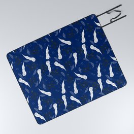 Leaf Pattern On Blue Background Picnic Blanket