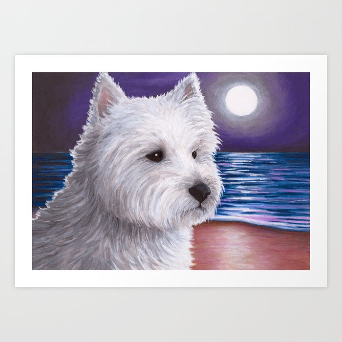 Dog 81 White Westie Dog Art Print