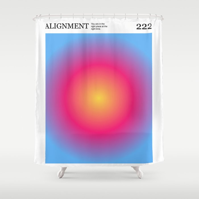 Angel Number 222 Alignment Poster Pink, Blue and Yellow Gradient  Shower Curtain