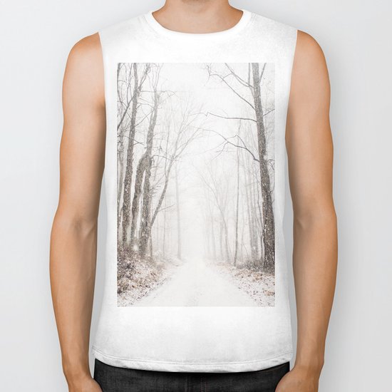 Winter path #photography #society6 Biker Tank
