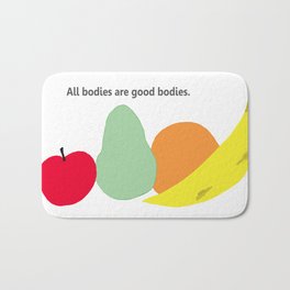 All of Us (All bodies are good bodies, drawing of fruit) (white background)  Bath Mat | Curvy, Inspirational, Drawing, Bodylove, Inspiration, Beautiful, Graphicart, Selflove, Fruit, Apple 