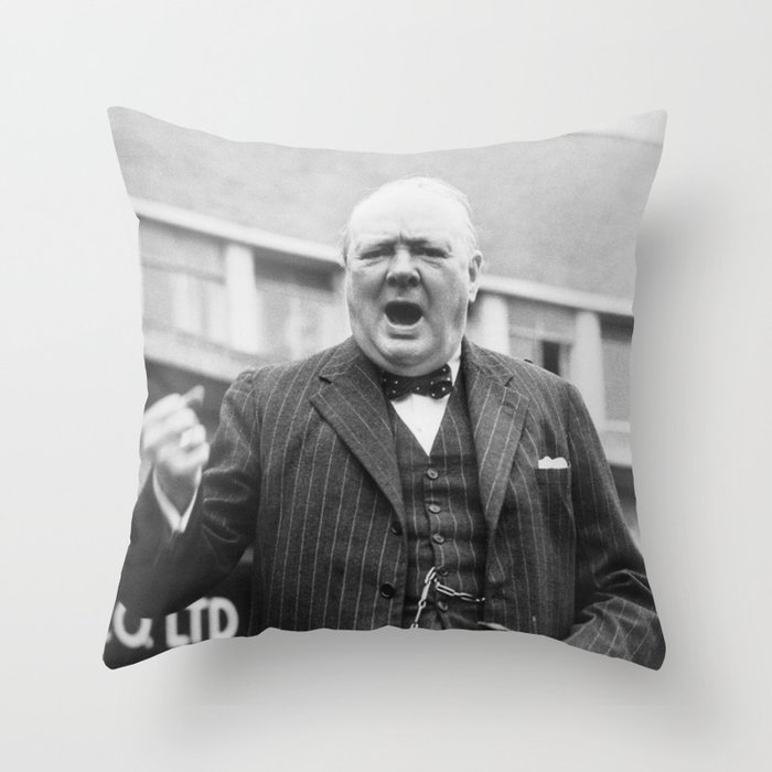 Winston Churchill Campaigning - 1945 Throw Pillow