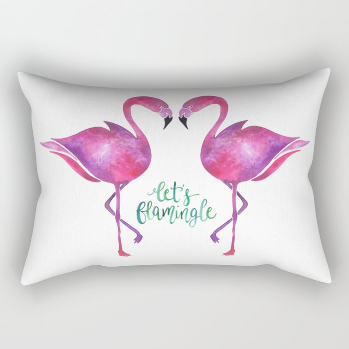 Let's Flamingle! —Version 1 Rectangular Pillow