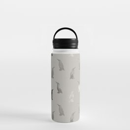 Stylish Elegant Black Gray Silver Penguins Water Bottle