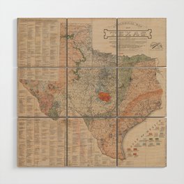 Vintage Geological Map of Texas (1920) Wood Wall Art