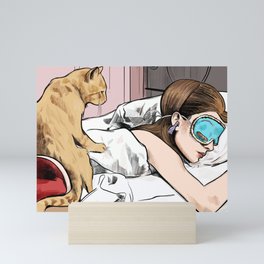 Holly Golightly the cat with no name - Audrey Hepburn in Breakfast at Tiffany's Mini Art Print