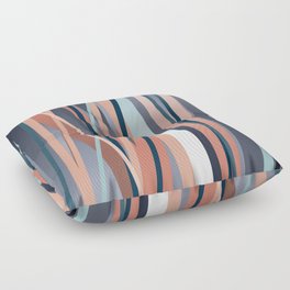 Stripes Abstract, Navy, Teal, Coral Pink Floor Pillow