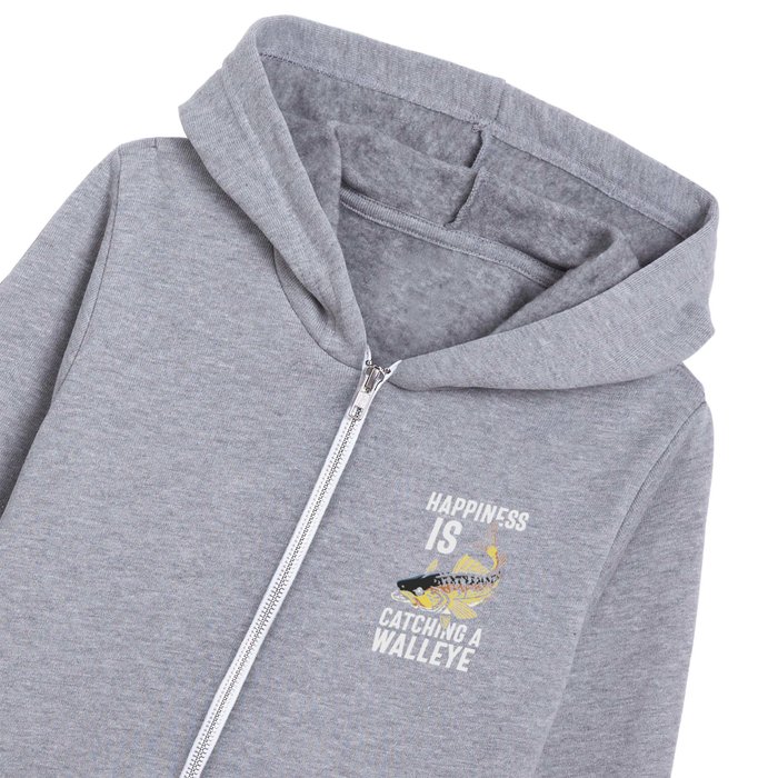 Happiness Is Catching A Walleye Kids Zip Hoodie