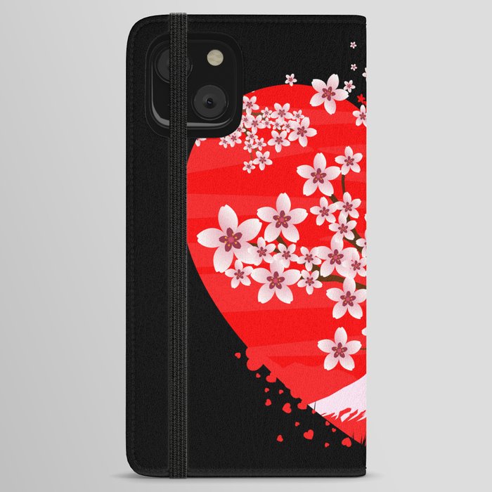 Cherry Blossom Heart iPhone Wallet Case
