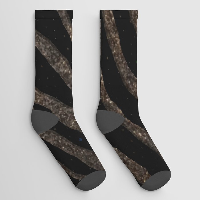 Ripped SpaceTime Stripes - Glitter Brown Socks