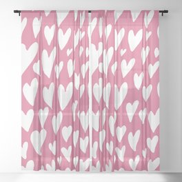 Valentines day hearts explosion - pink Sheer Curtain