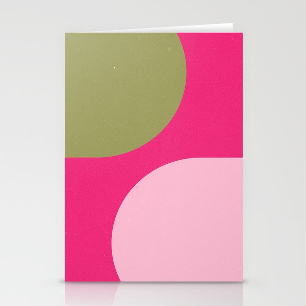 Mid-Century Modern Arch Woodblocks in Sage and Pink Stationery Cards
