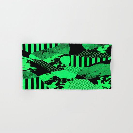 Black And Teal - Abstract, geometric, multi patterned artwork Hand & Bath Towel