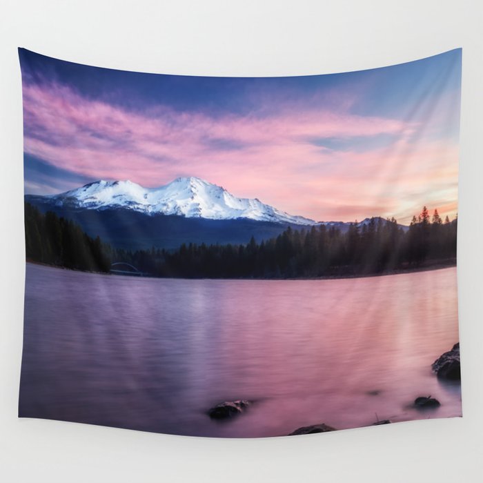 Sublime a sunrise at Lake Siskiyou with Mt. Shasta Wall Tapestry