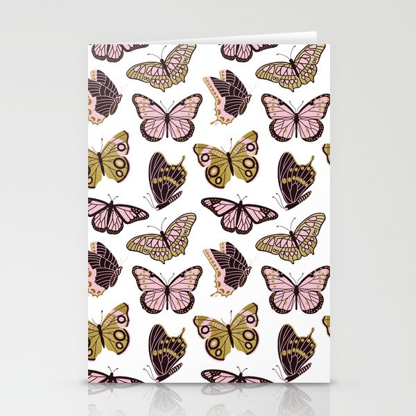 Texas Butterflies – Blush and Gold Pattern Stationery Cards