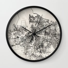 Norfolk - USA. Black and White City Map Wall Clock