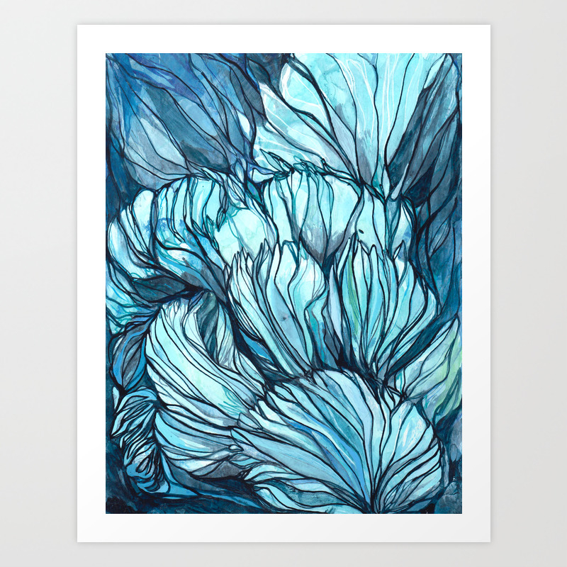 Blue Coral Lines Art Print By Sarahintemann Society6