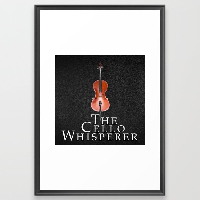 The Cello Whisperer - On black leather texture Framed Art Print