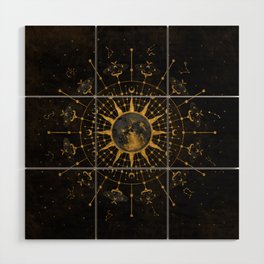 Steampunk Zodiac with Sun and Moon Wood Wall Art