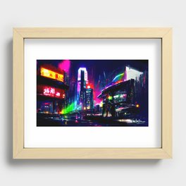 Postcards from the Future - Neon City Recessed Framed Print