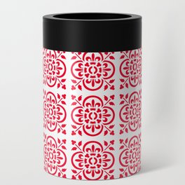 Art Deco Style Repeat Pattern Red Can Cooler