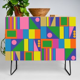 Colorful Geometric Abstract Mid Century Modtastic Retro Pattern Credenza