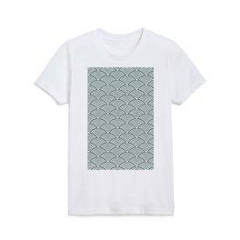 Japanese Waves (Dark Green & White Pattern) Kids T Shirt