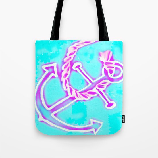 Bright Preppy Anchor Print, hand drawn Tote Bag