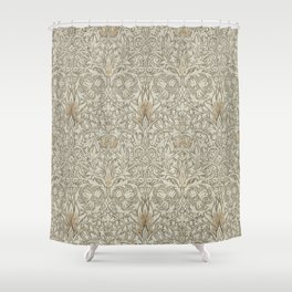 William Morris Vintage Snakeshead Stone Cream Pattern Shower Curtain