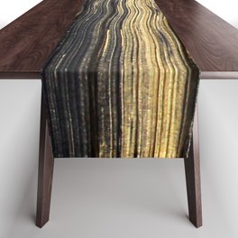 Elegant black faux gold acrylic abstract brushstrokes Table Runner