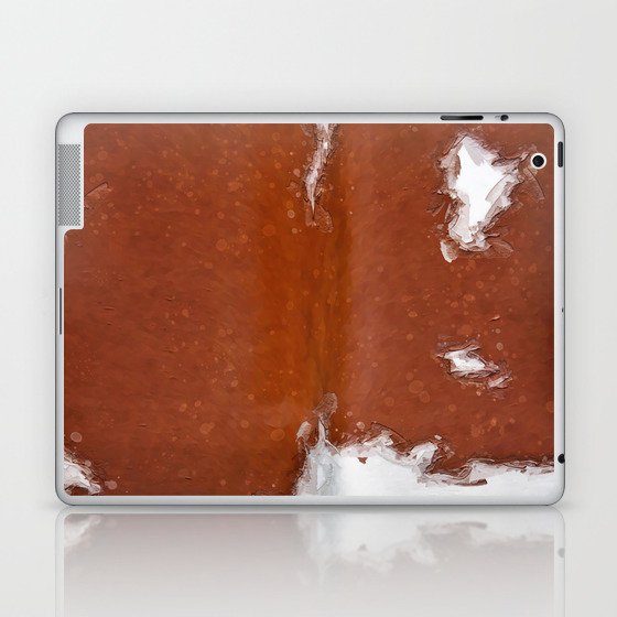 Brown + White Faux Cowhide Print Laptop & iPad Skin