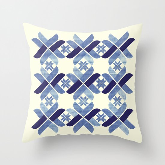Nordic Blue Throw Pillow