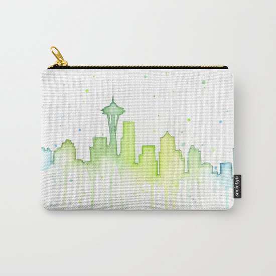Seattle Skyline Watercolor Space Needle Painting Carry-All Pouch