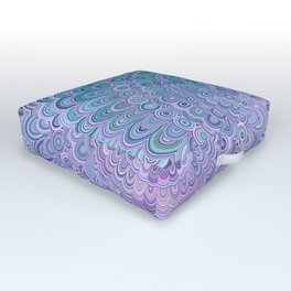 Purple and Turquoise Ice Flower Mandala Outdoor Floor Cushion