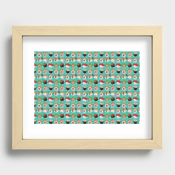 I love Suchi. Sushi and rolls are my favorite food. Cute little faces. Recessed Framed Print