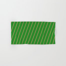 [ Thumbnail: Dark Salmon and Forest Green Colored Lines/Stripes Pattern Hand & Bath Towel ]
