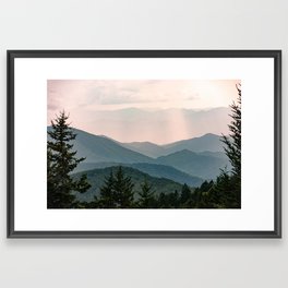 Smoky Mountain Pastel Sunset Framed Art Print | Color, Landscape, Vintage, Forest, Graphic Design, Photo, Pattern, Wanderlust, Smokey, Curated 