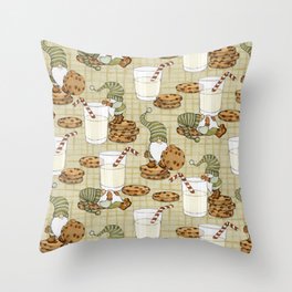 Gnomes with Milk and Cookies Throw Pillow